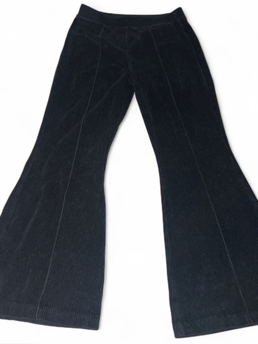 aerie Black Corduroy Flared Wide-Leg pants